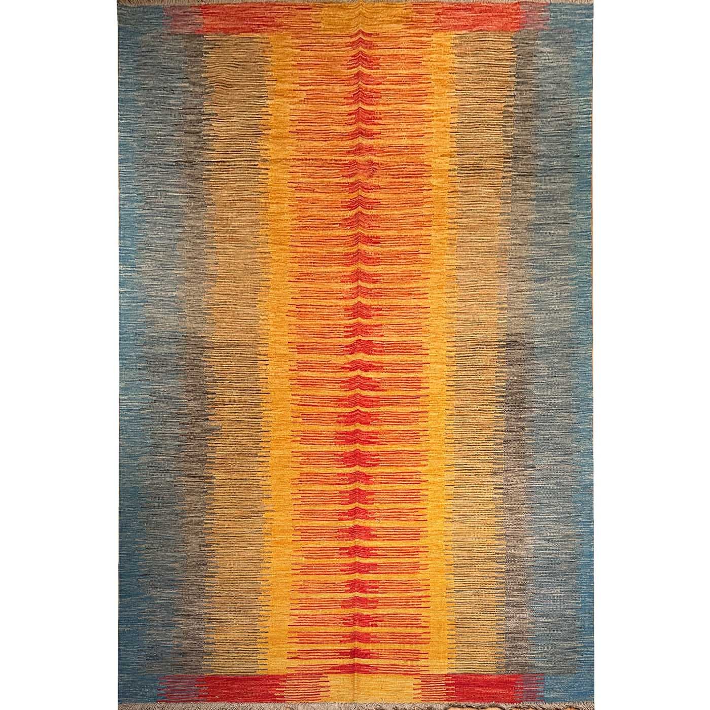 Hand-Woven Multicolour Modern Wool Kilim (195x300 cm)