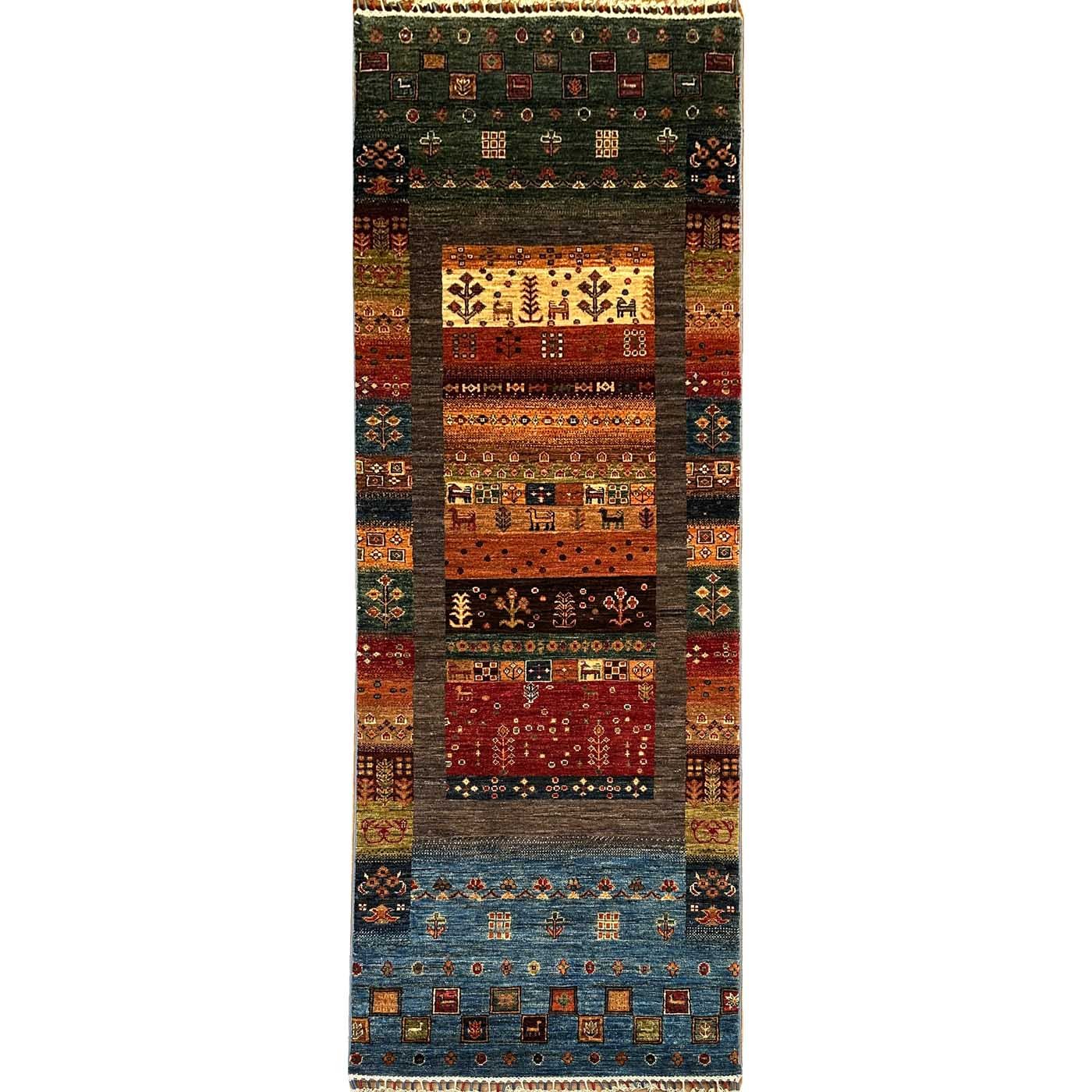 Tapis de passage tribal afghan en laine, tissé à la main (85 x 245 cm)