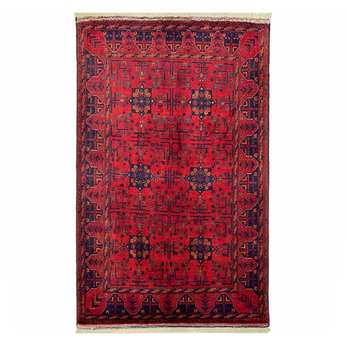 Hand-Woven Red Afghan Bilicik Wool Rug (100x150 cm)