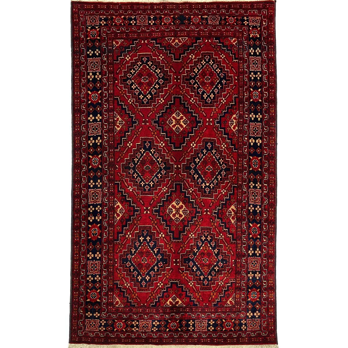 Hand-Woven Afghan Bilicik Fine Textured Wool Rug (115x200 cm)