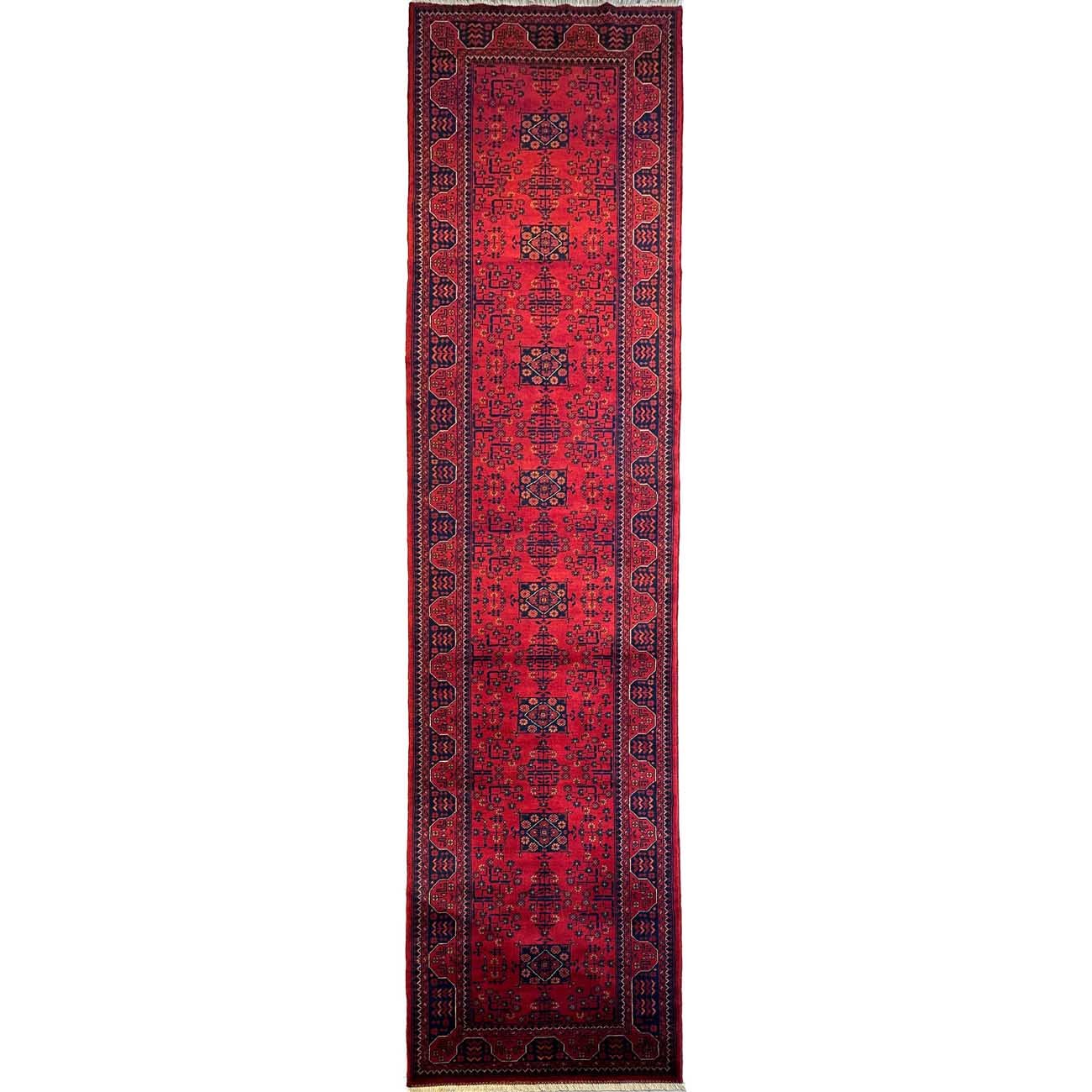 Hand-Woven Afghan Khal Mohammadi Wool Runner Rug (85x360 cm)