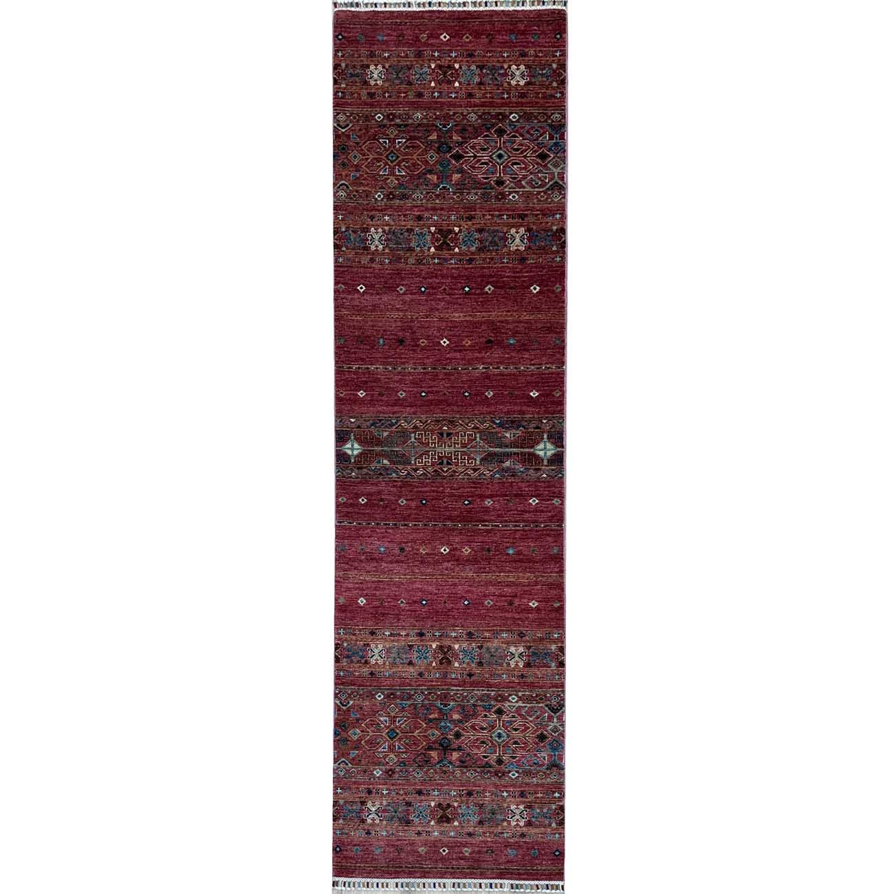 Hand-Woven Pink Bohemian Khorjin Wool Runner Rug (80x300 cm)