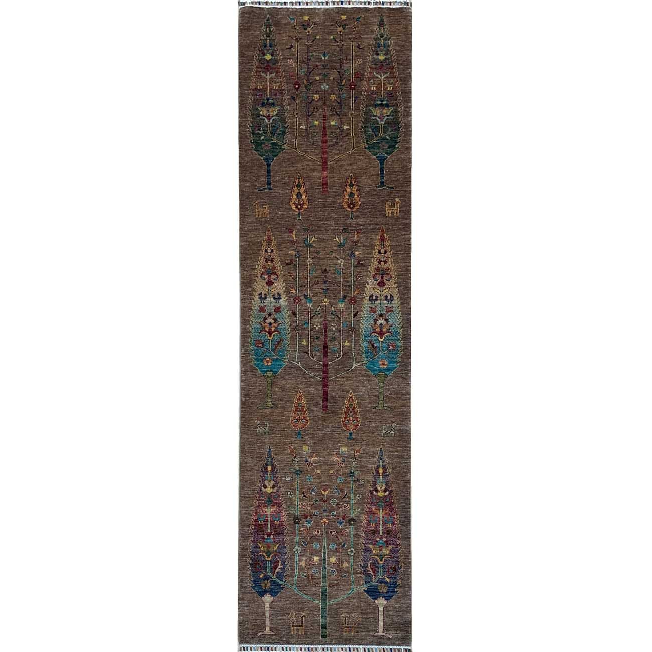 Hand-Woven Tree of Life Tribal Wool Runner Rug (80x300 cm)