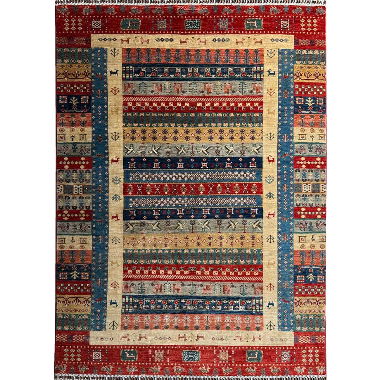 Tapis tribal turkmène en laine, tissé à la main (170 x 240 cm)