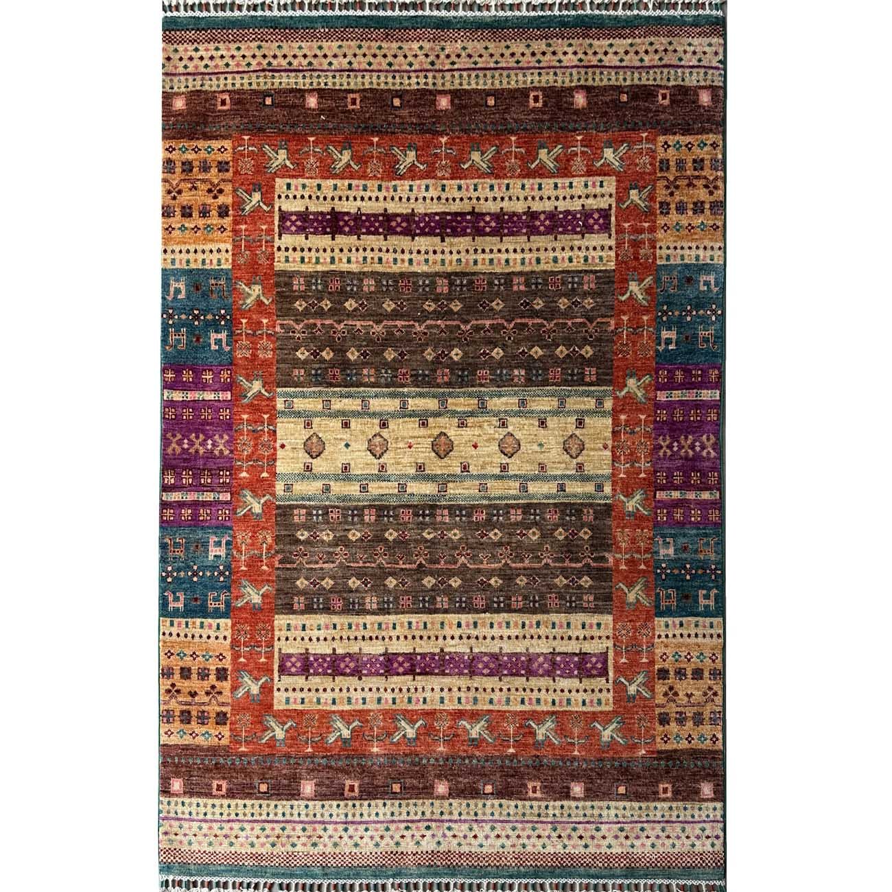 Tapis tribal bohème en laine tissé à la main (120 x 175 cm)