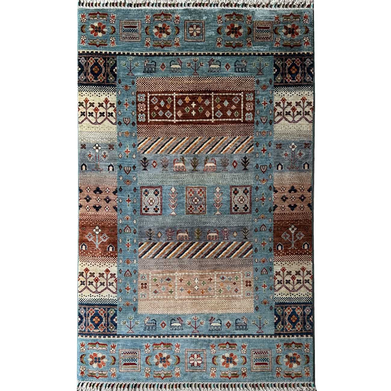 Tapis tribal bohème en laine tissé à la main (120 x 180 cm)