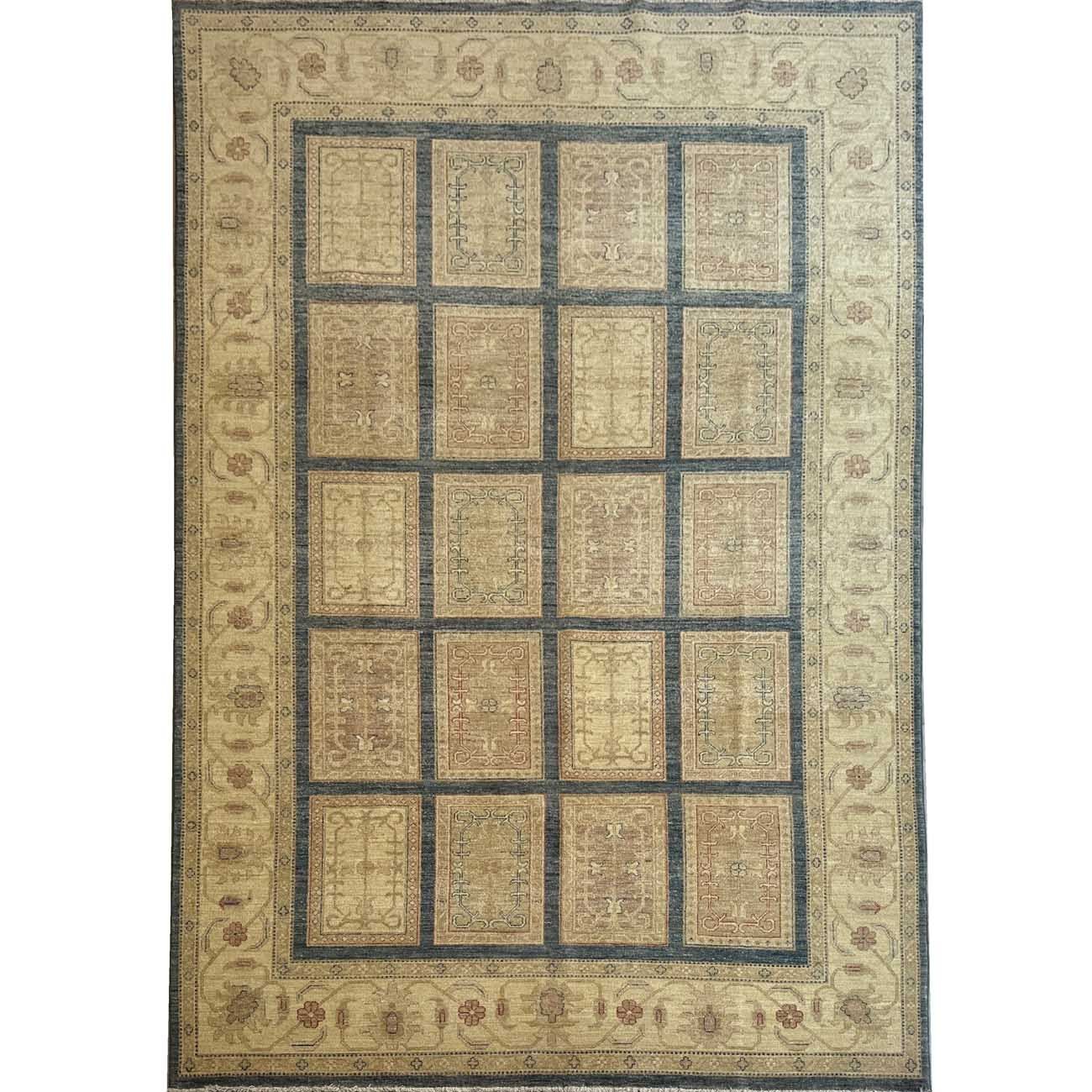 Tapis en laine Oushak de style Bakhtiari, tissé à la main (195 x 305 cm)