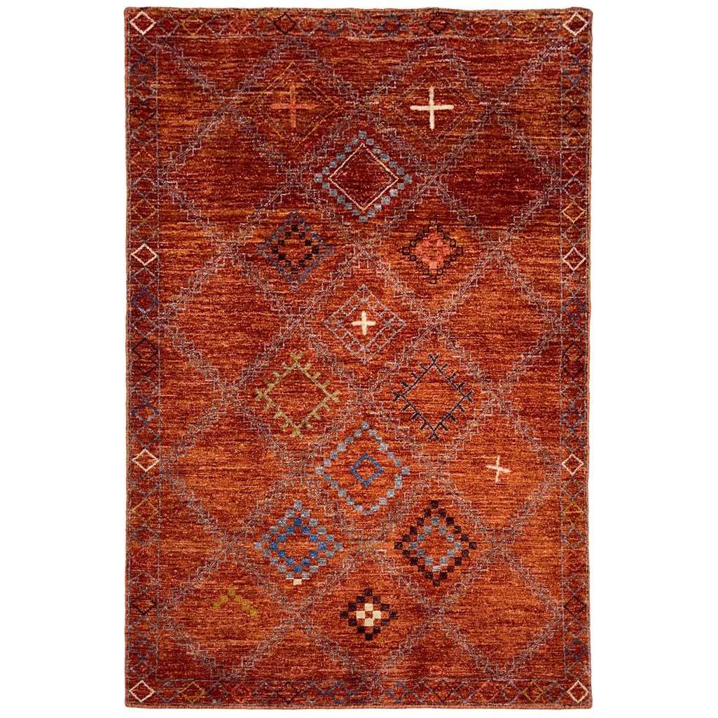 Hand-Woven Orange Modern Wool Rug (120x185 cm)