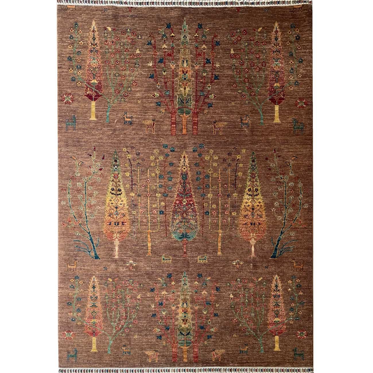 Hand-Woven Tree Motif Tribal Wool Rug (170x230 cm)