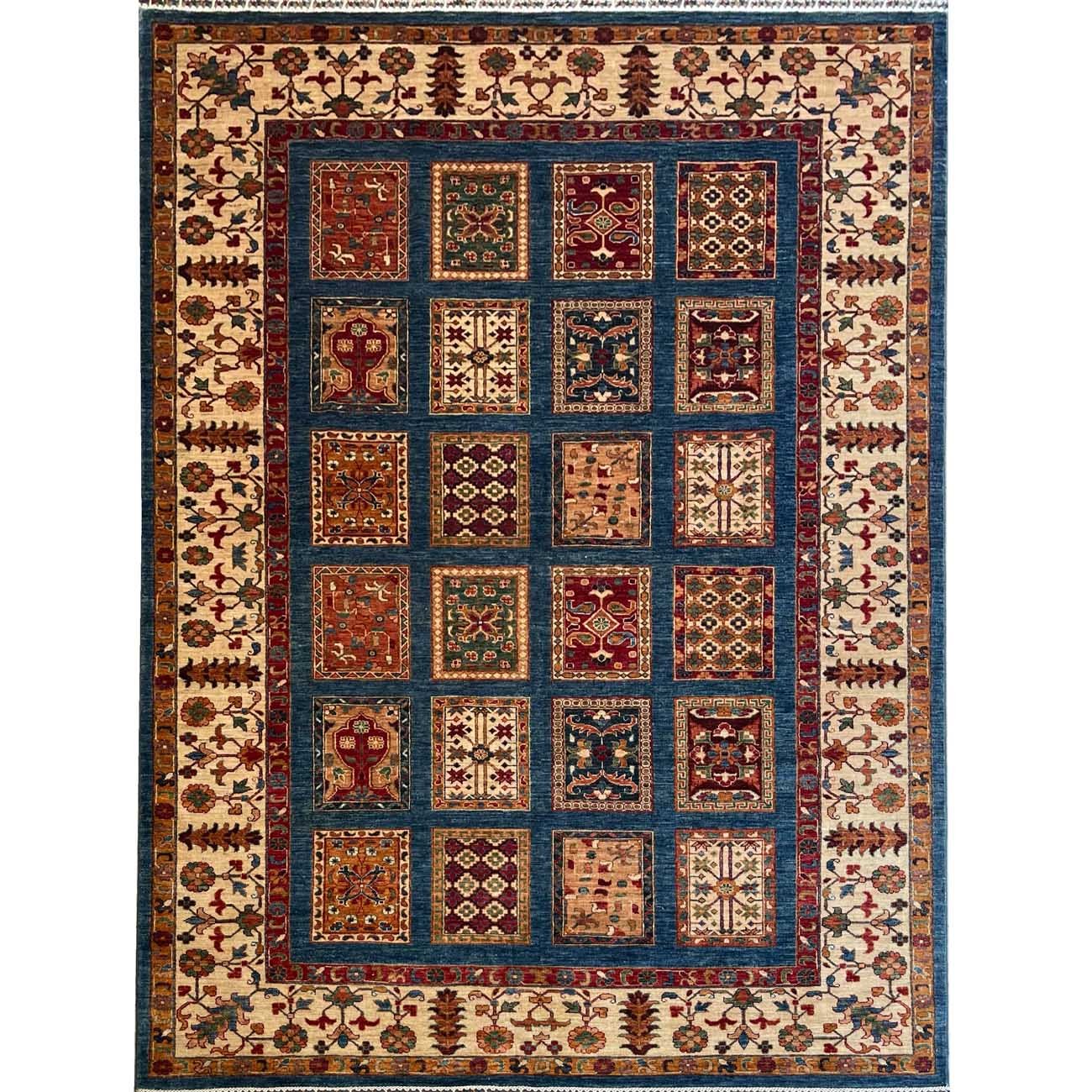 Tapis tribal Bakhtiari en laine, tissé à la main, bleu (210 x 300 cm)