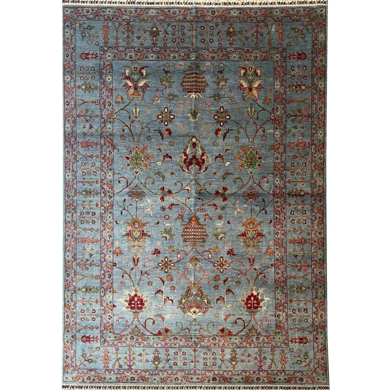 Tapis en laine Sultani bleu, tissé à la main (170 x 250 cm)