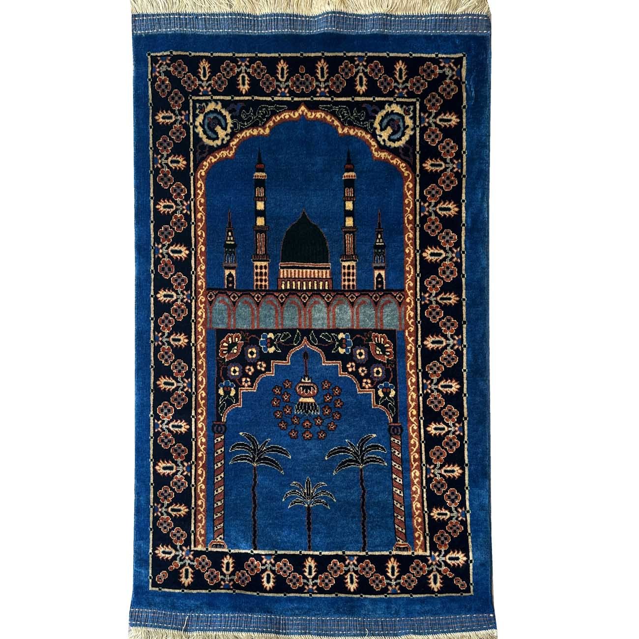 Hand-Woven Navy Afghan Bilicik Prayer Rug Wool Rug (85x125 cm)