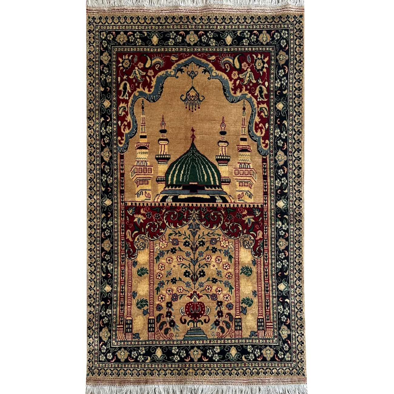 Hand-Woven Afghan Bilicik Prayer Rug Wool Rug (90x145 cm)