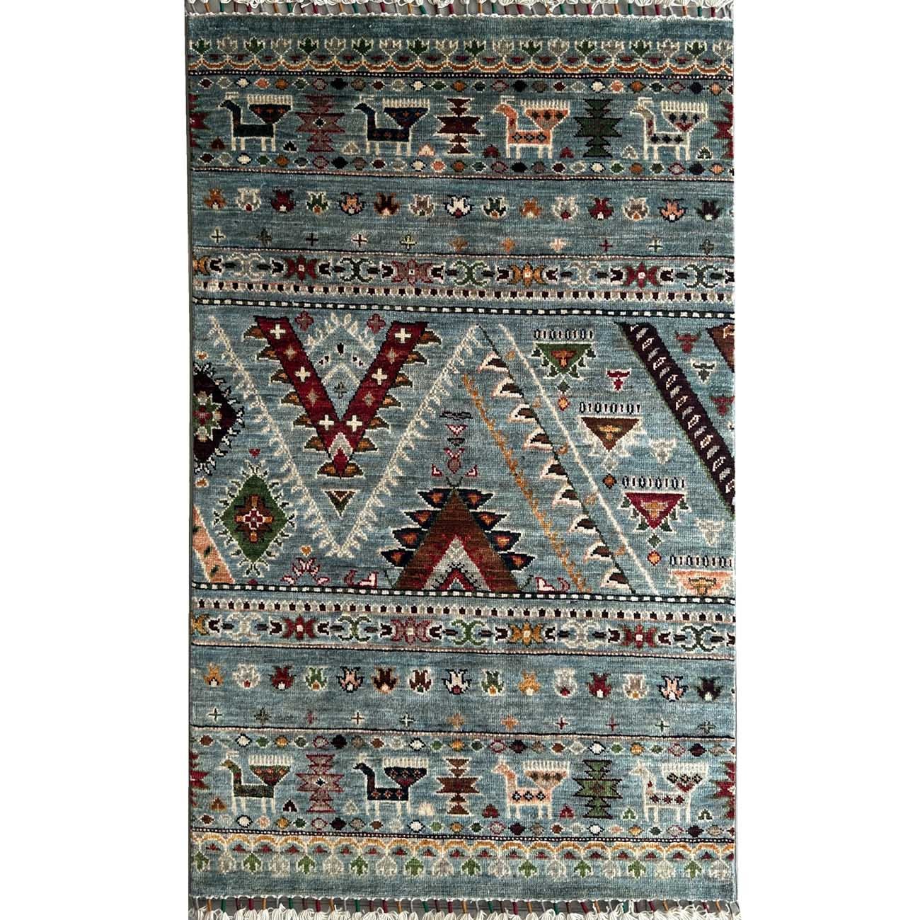 Hand-Woven Bohemian Tribal Wool Rug (80x130 cm)