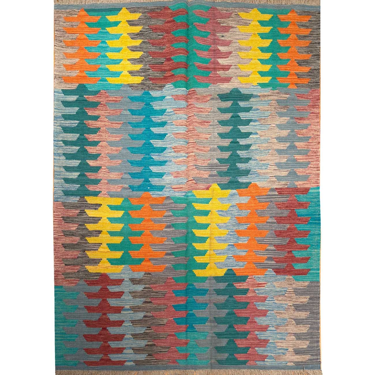 Hand-Woven Anatolian Patterned Wool Kilim (150x200 cm)