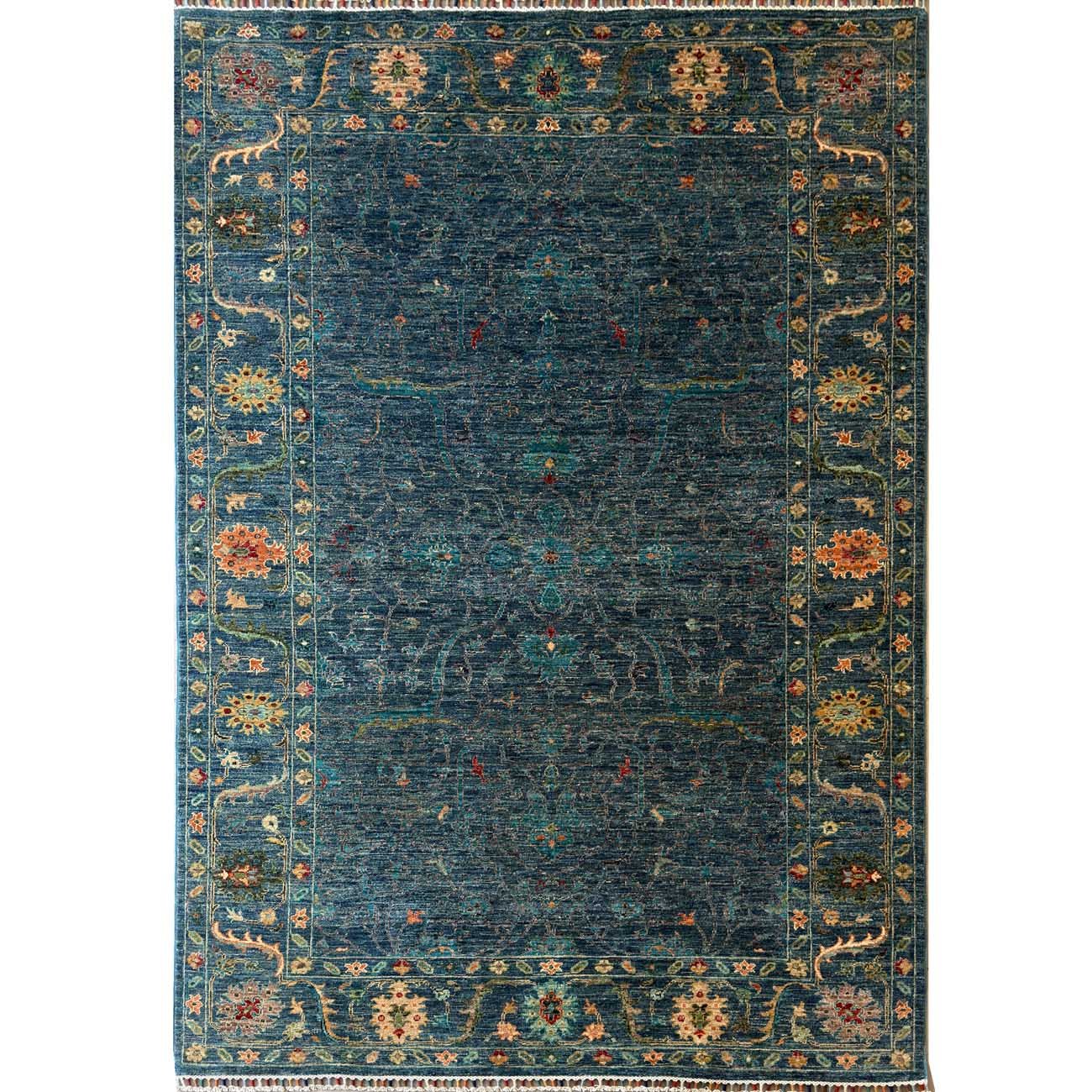 Tapis en laine Sultani bleu, tissé à la main (170 x 240 cm)