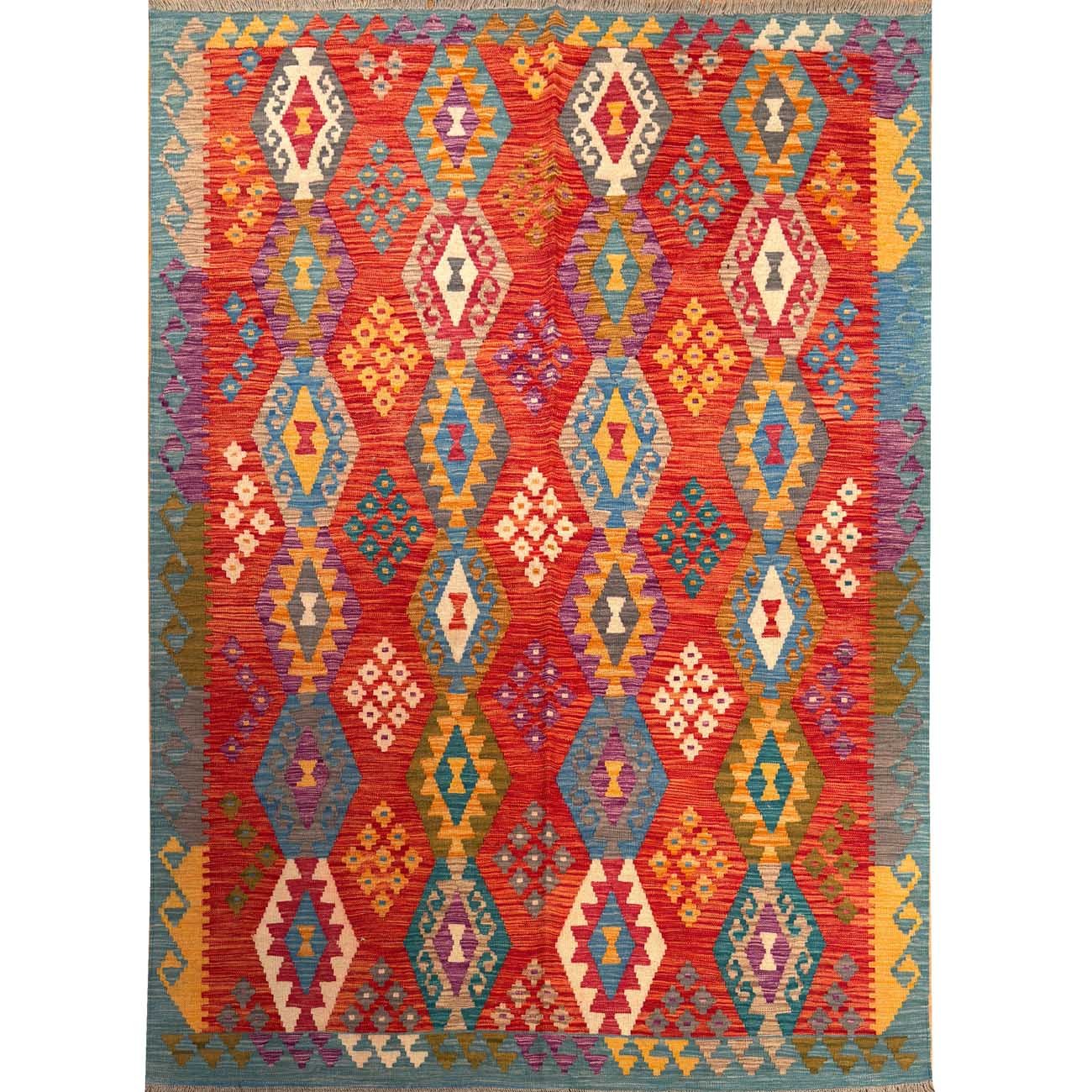 Hand-Woven Anatolian Patterned Wool Kilim (175x230 cm)