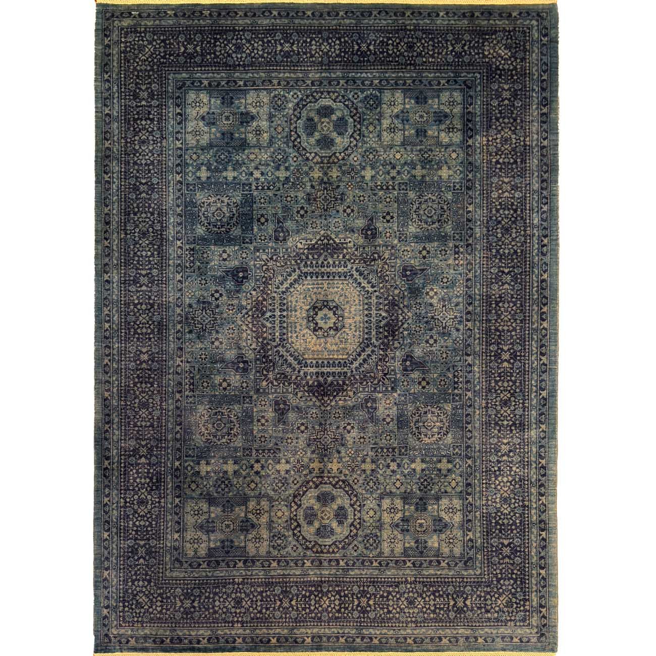 Hand-Woven Blue Mamluk Wool Rug (175x240 cm)