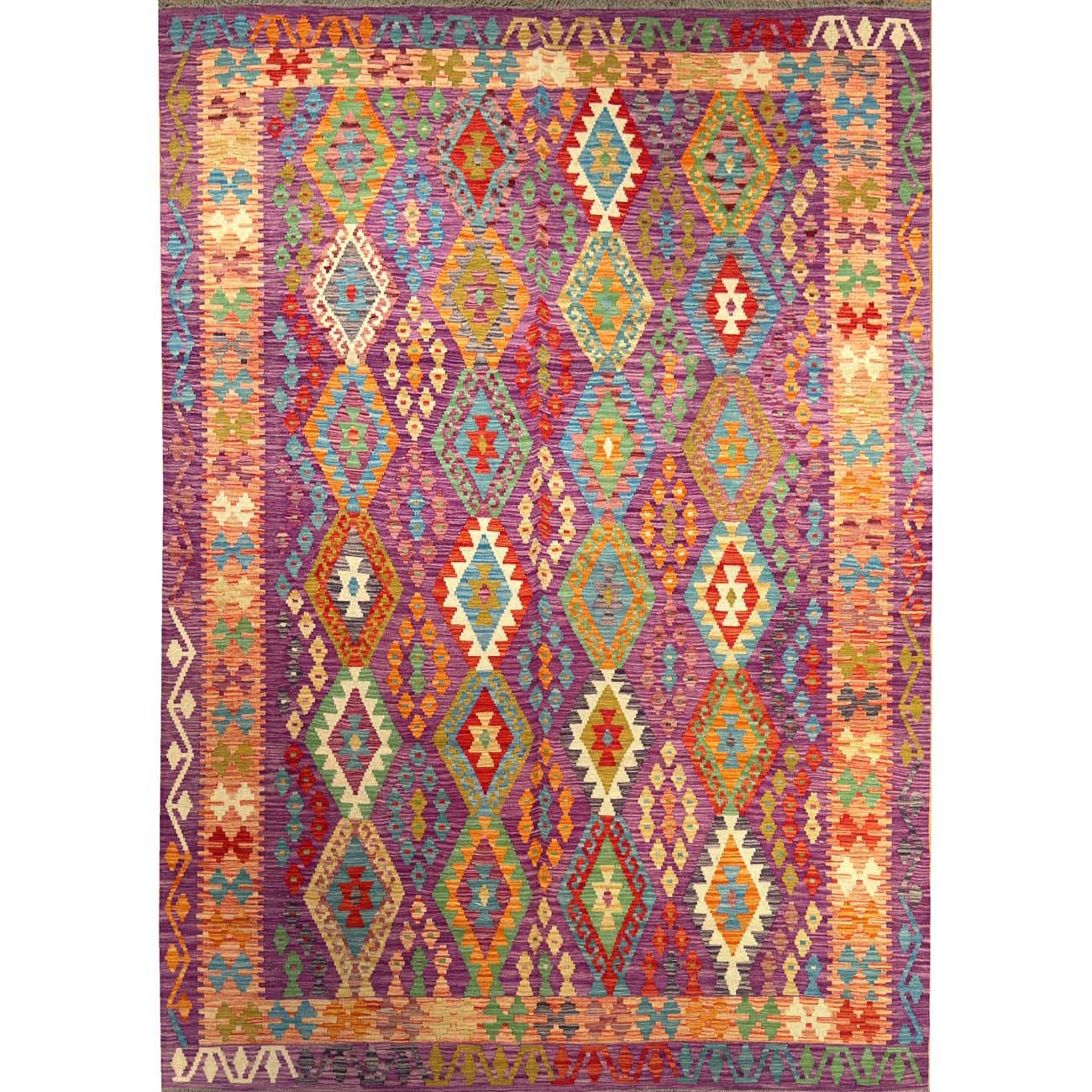 Hand-Woven Anatolian Patterned Wool Kilim (200x290 cm)