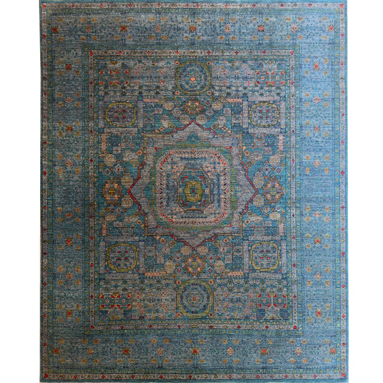 Hand-Woven Premium Blue Mamluk Wool Rug (255x300 cm)