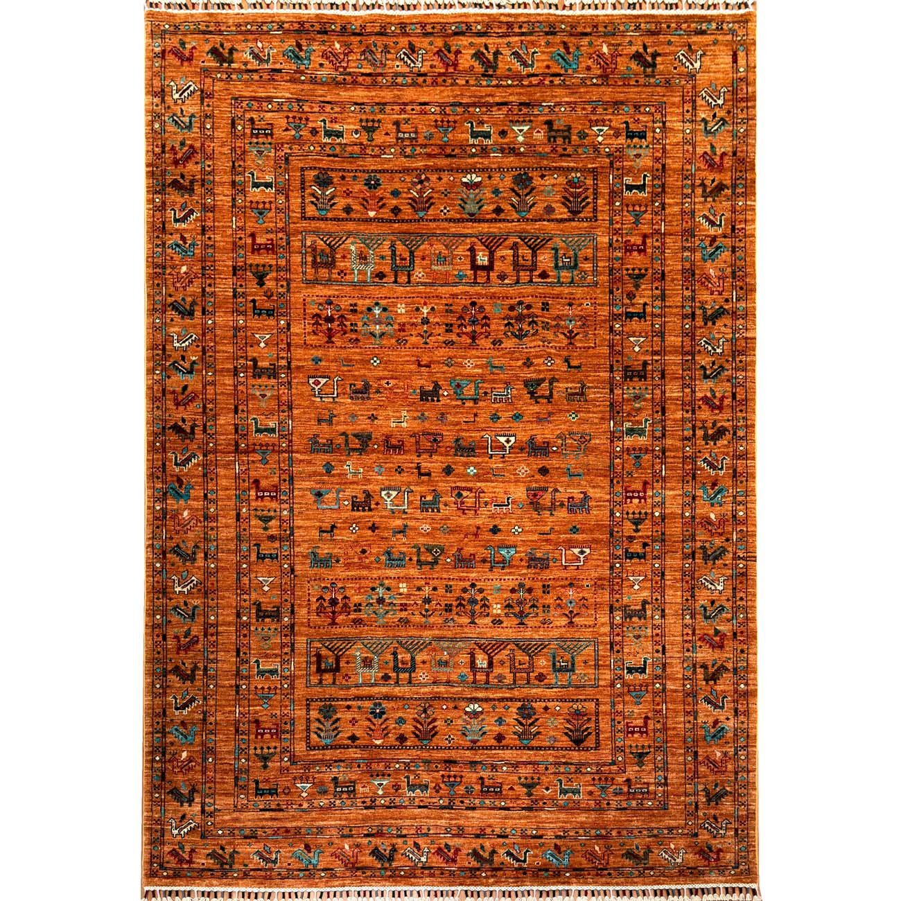 Hand-Woven Figural Afghan Tribal Wool Rug (175x250 cm)