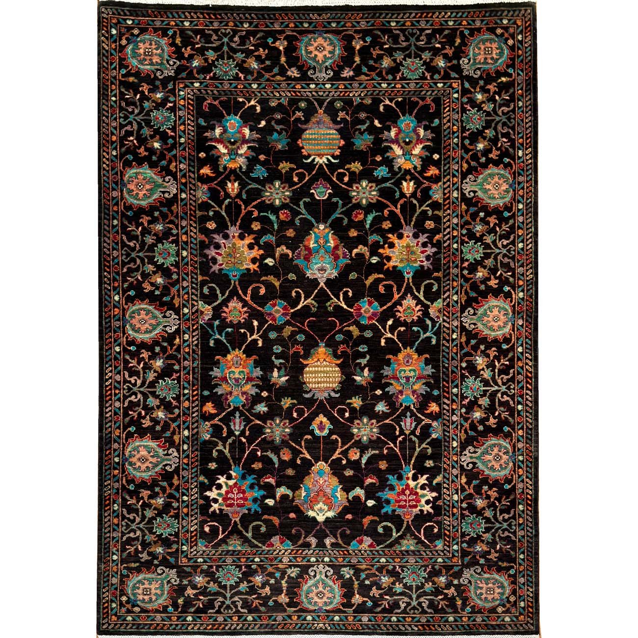 Hand-Woven Brown Floral Sultani Wool Rug (170x235 cm)
