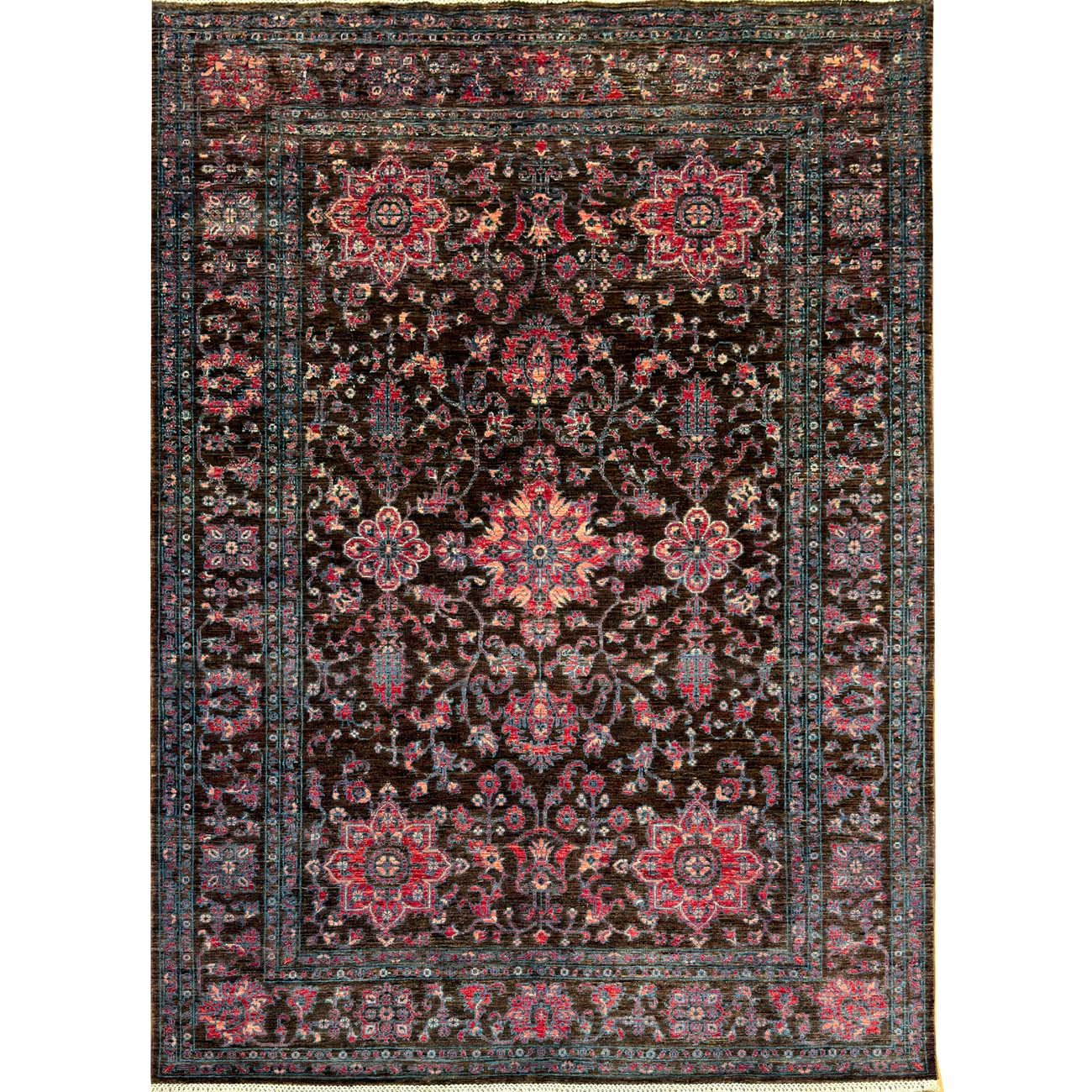 Hand-Woven Brown Floral Sultani Wool Rug (175x240 cm)