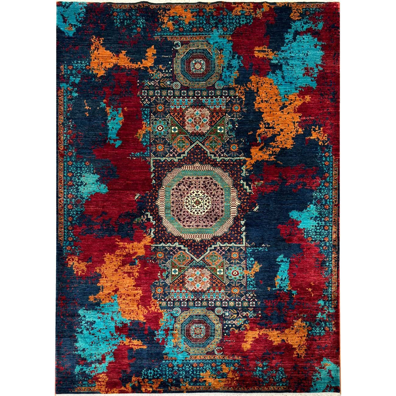 Hand-Woven Medallion Mamluk Wool Rug (210x310 cm)
