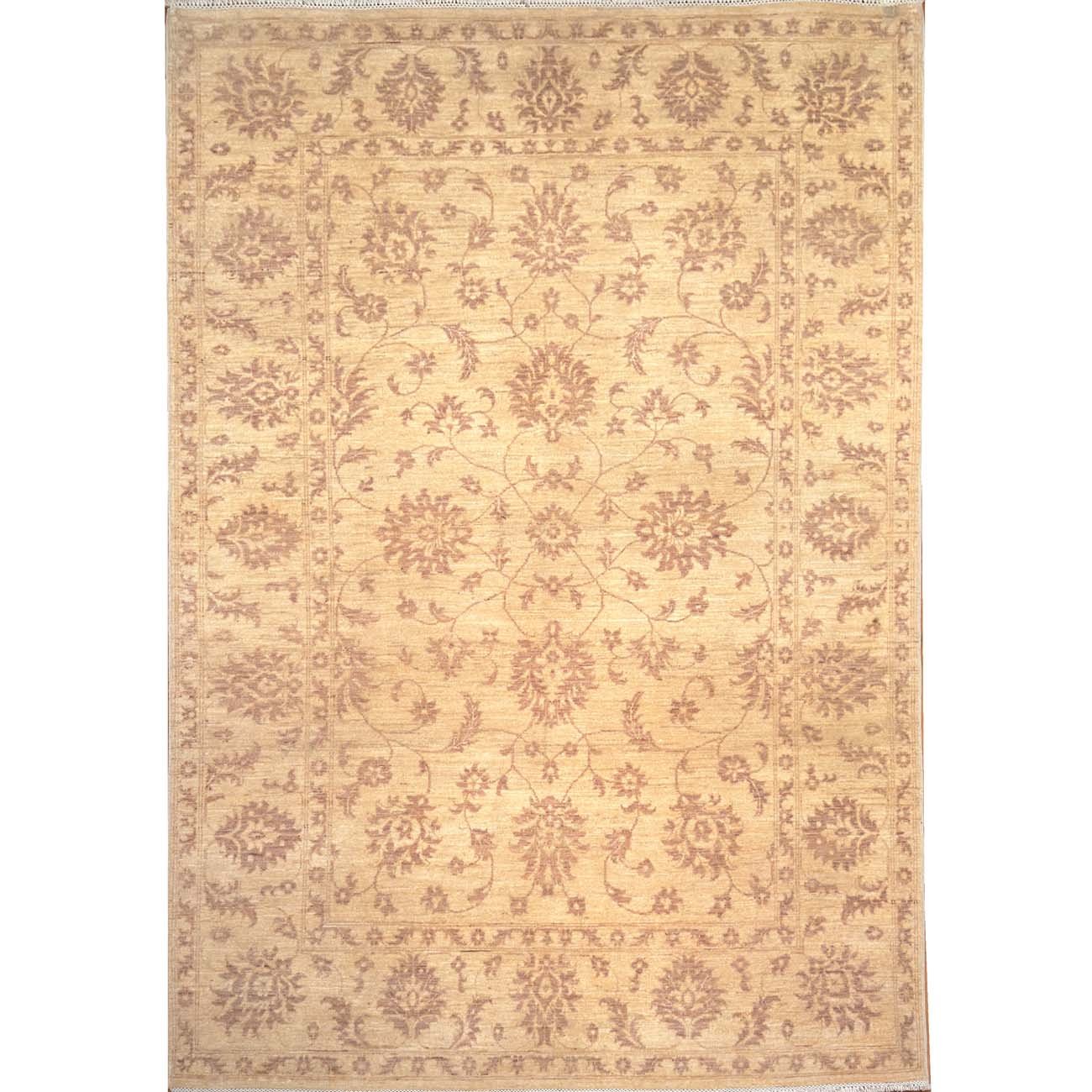 Hand-Woven Pastel Cream Oushak Wool Rug (170x250 cm)
