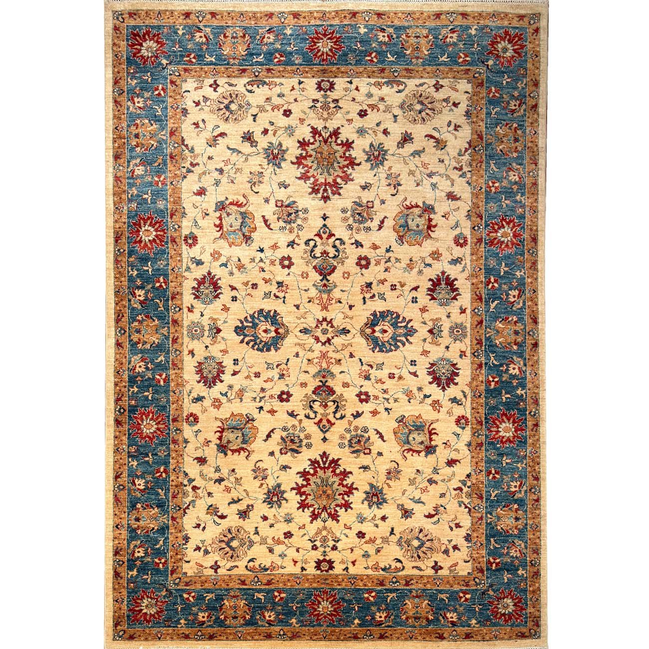 Hand-Woven Cream Oushak Wool Rug (200x300 cm)