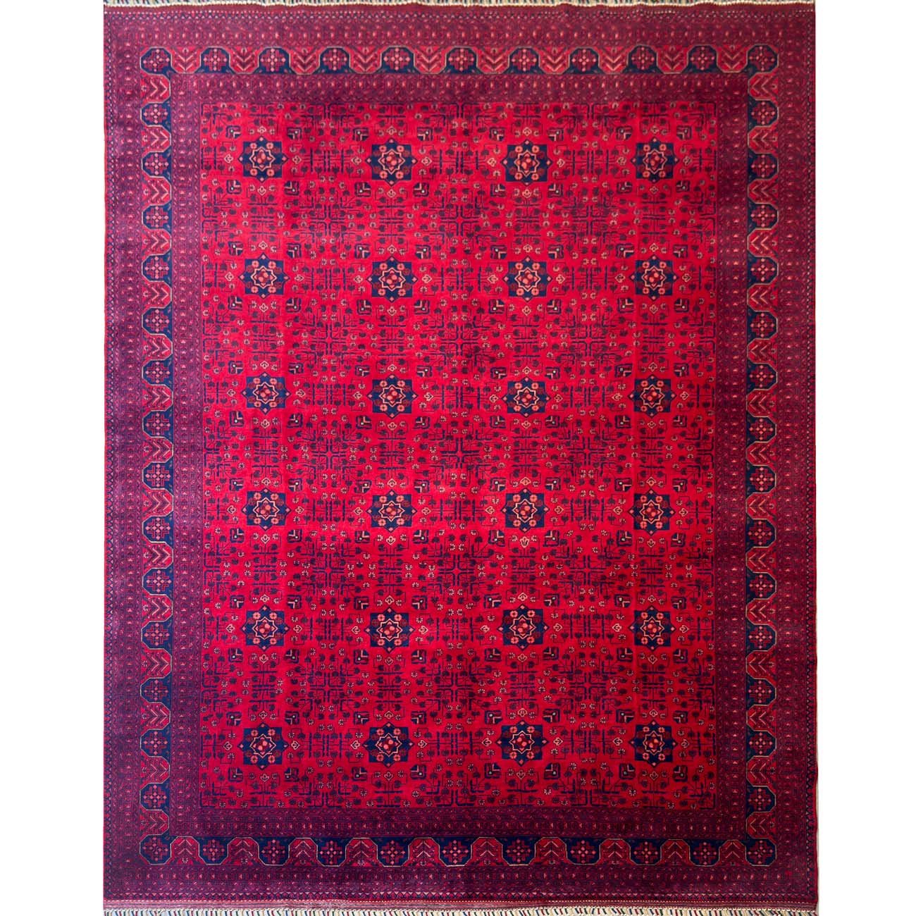 Hand-Woven Star Patterned Afghan Wool Rug (260x350 cm)