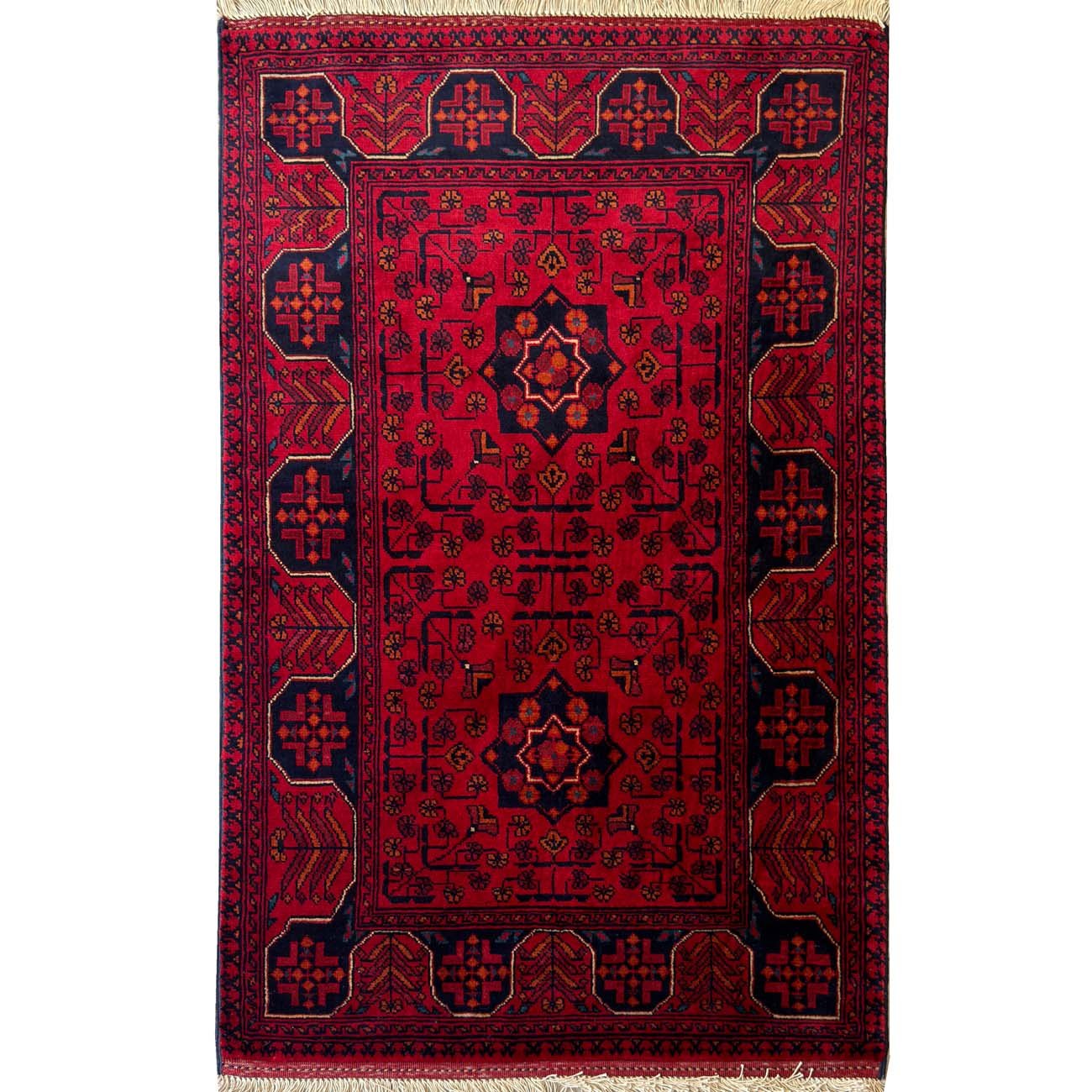 Hand-Woven Red Afghan Wool Rug (80x120 cm)