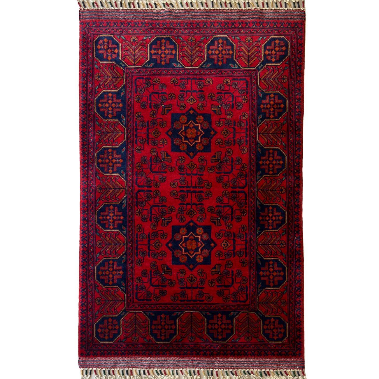 Hand-Woven Red Afghan Wool Rug (80x120 cm)