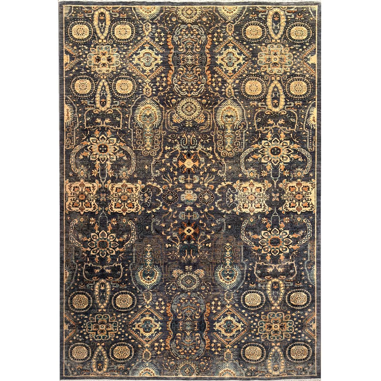 Tapis en laine Sultani gris, tissé à la main (200 x 290 cm)