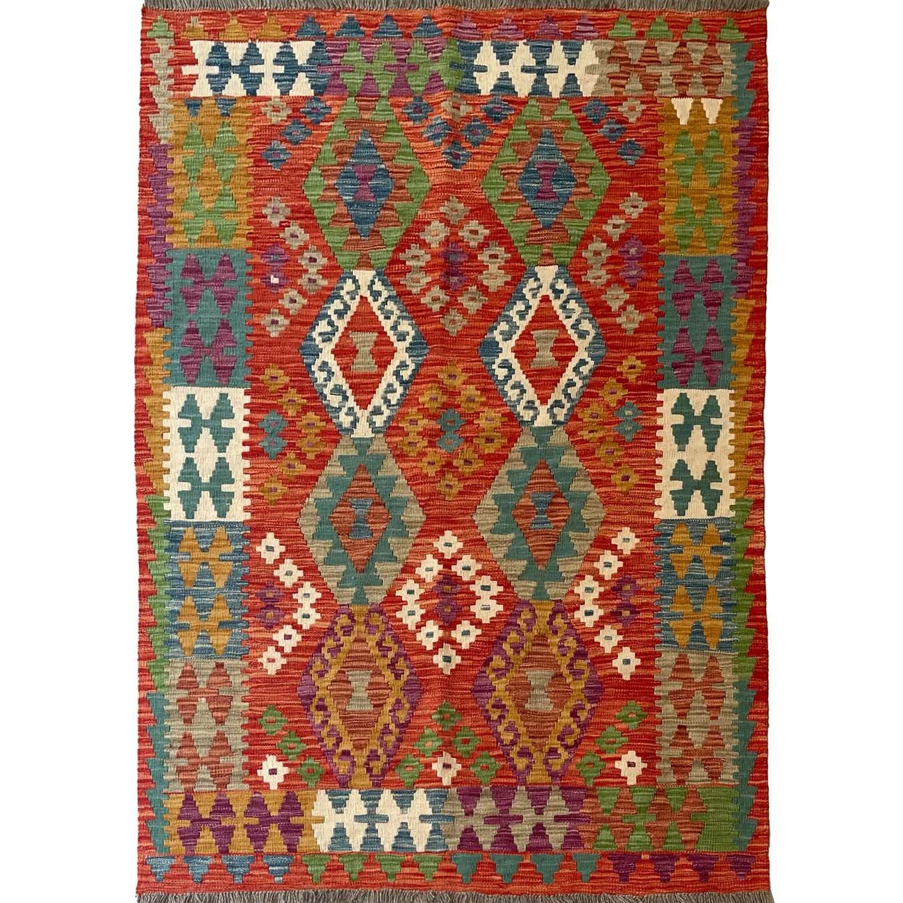 Hand-Woven Anatolian Patterned Wool Kilim (120x175 cm)