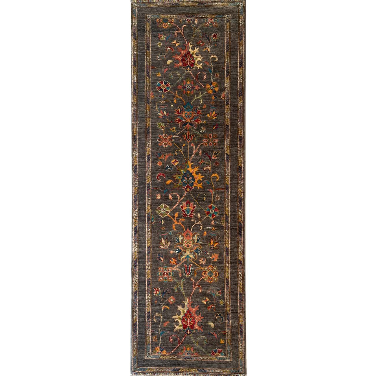 Hand-Woven Grey Sultani Wool Runner Rug (80x290 cm)