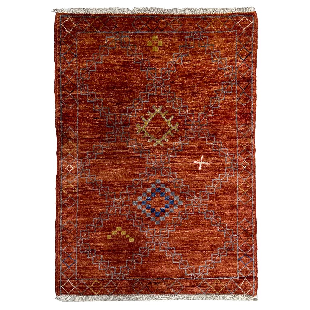 Hand-Woven Orange Modern Wool Rug (65x90 cm)