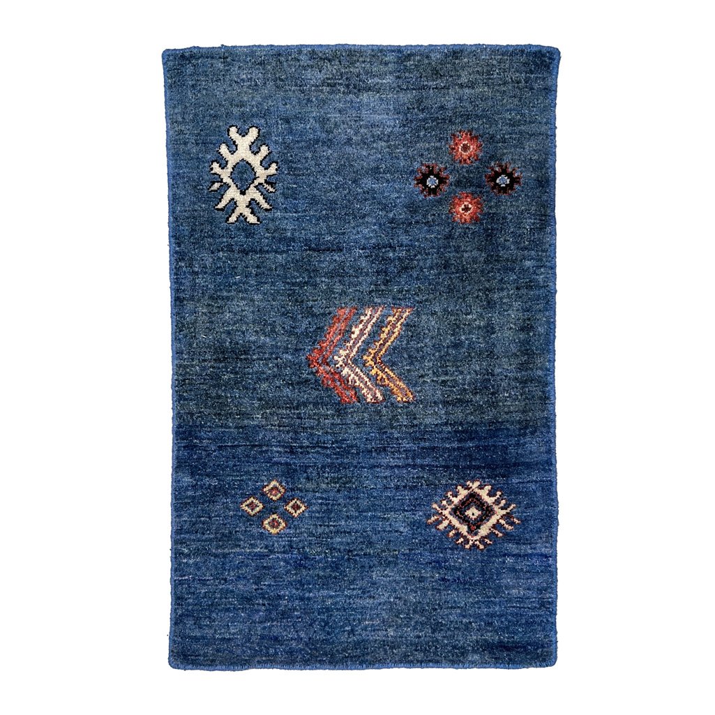 Hand-Woven Blue Modern Wool Rug (55x90 cm)