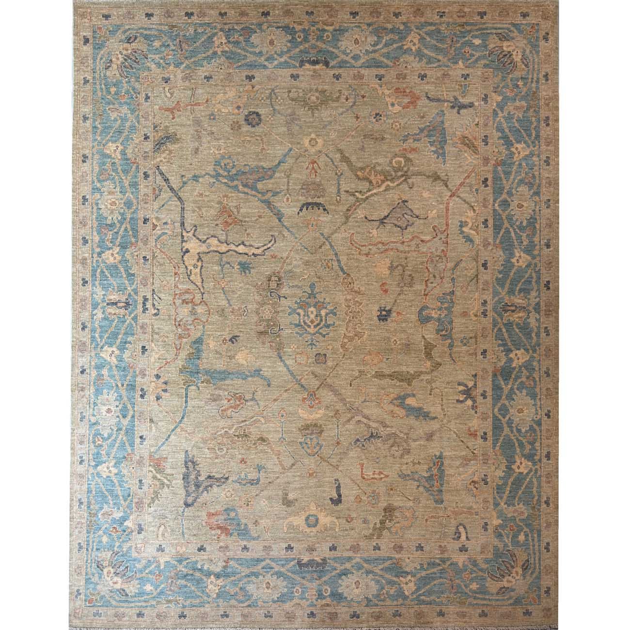 Hand-Woven Oushak Wool Rug (250x305 cm)