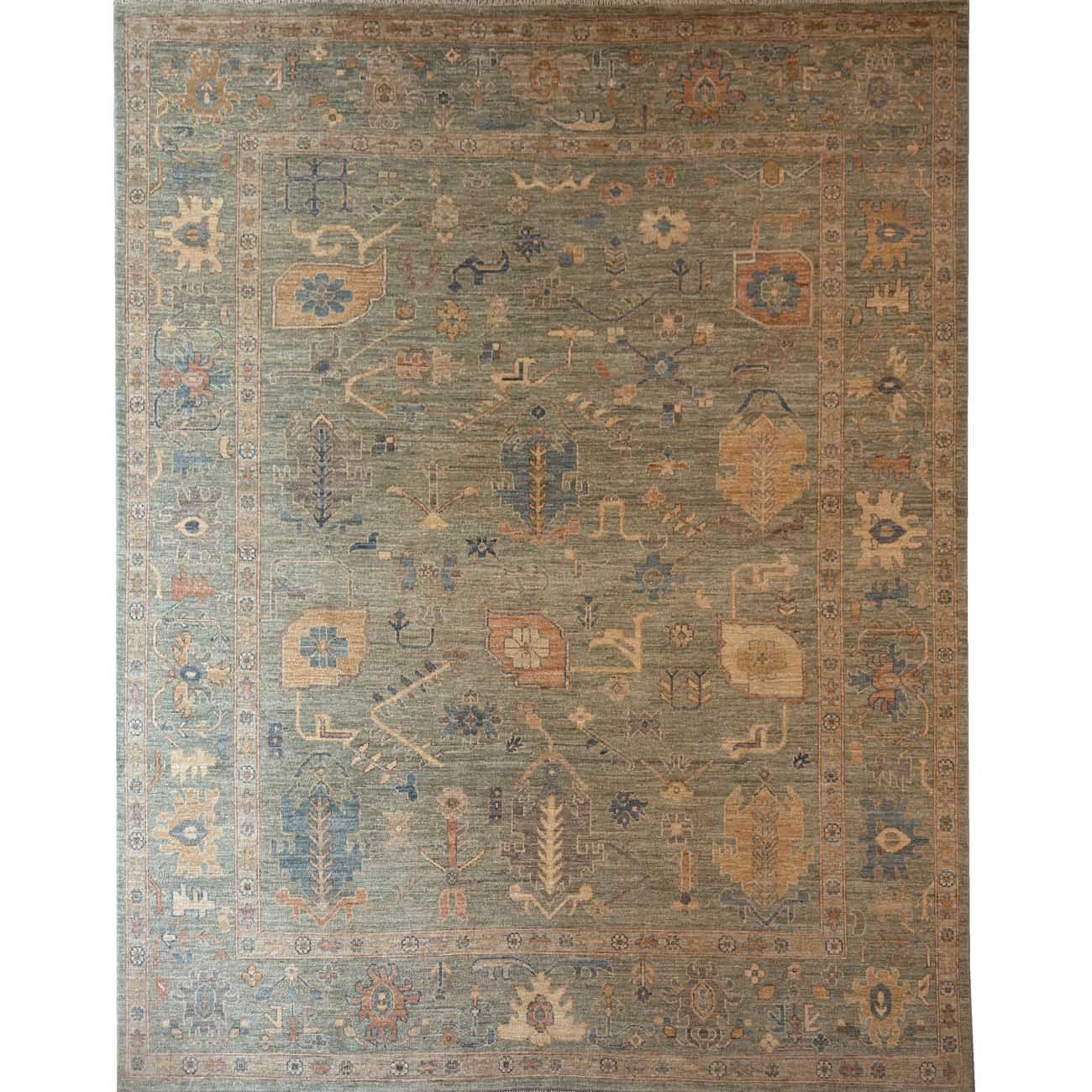 Hand-Woven Oushak Wool Rug (250x305 cm)