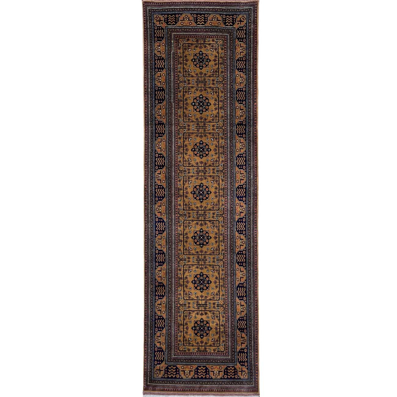 Hand-Woven Afghan Turkmen Wool Runner Rug (90x300 cm)