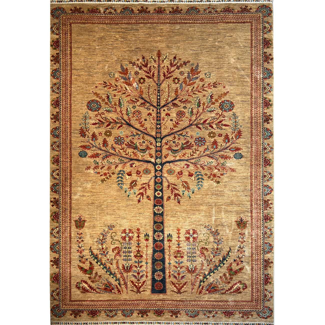 Hand-Woven Tree of Life Tribal Wool Rug (200x300 cm)